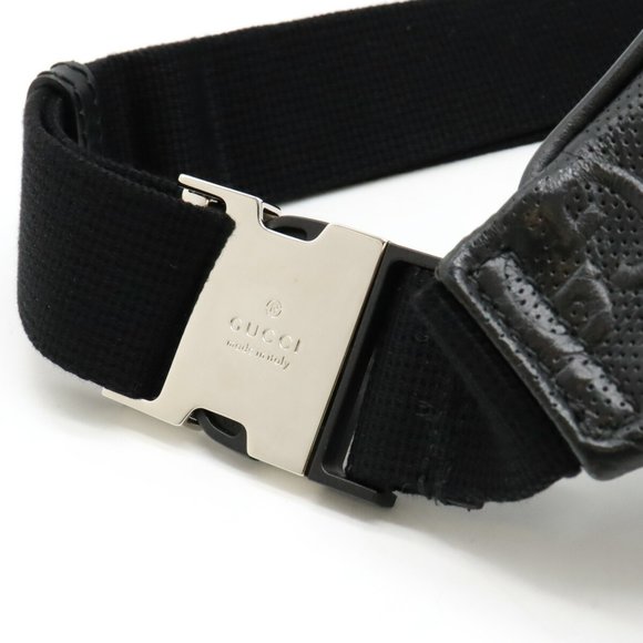 GUCCI GG embossed belt bag, body waist pouch, hip perforated leather, black, ... - Picture 5 of 8